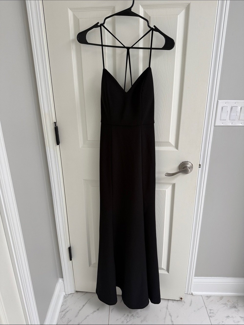 Elegant Black Strappy Evening Dress (with slit at the bottom)